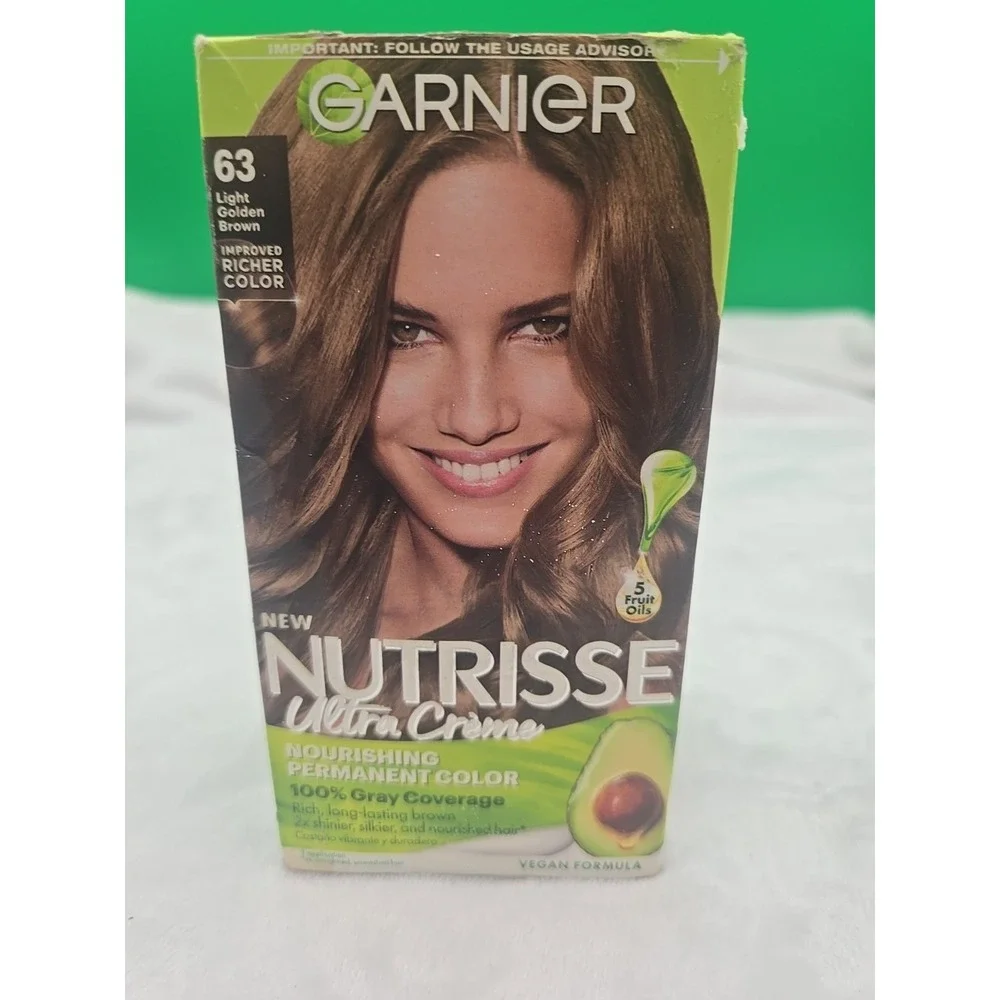 Garnier Nutrisse Permanent Hair‎ Dye Color #63 Brown Sugar (Light golden Brown)